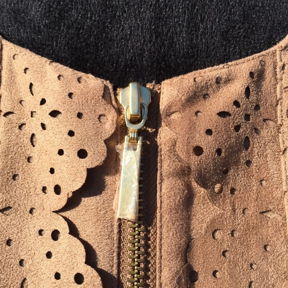 Chico’s Faux Suede Laser Cut Zip Jacket - Picture 6 of 10